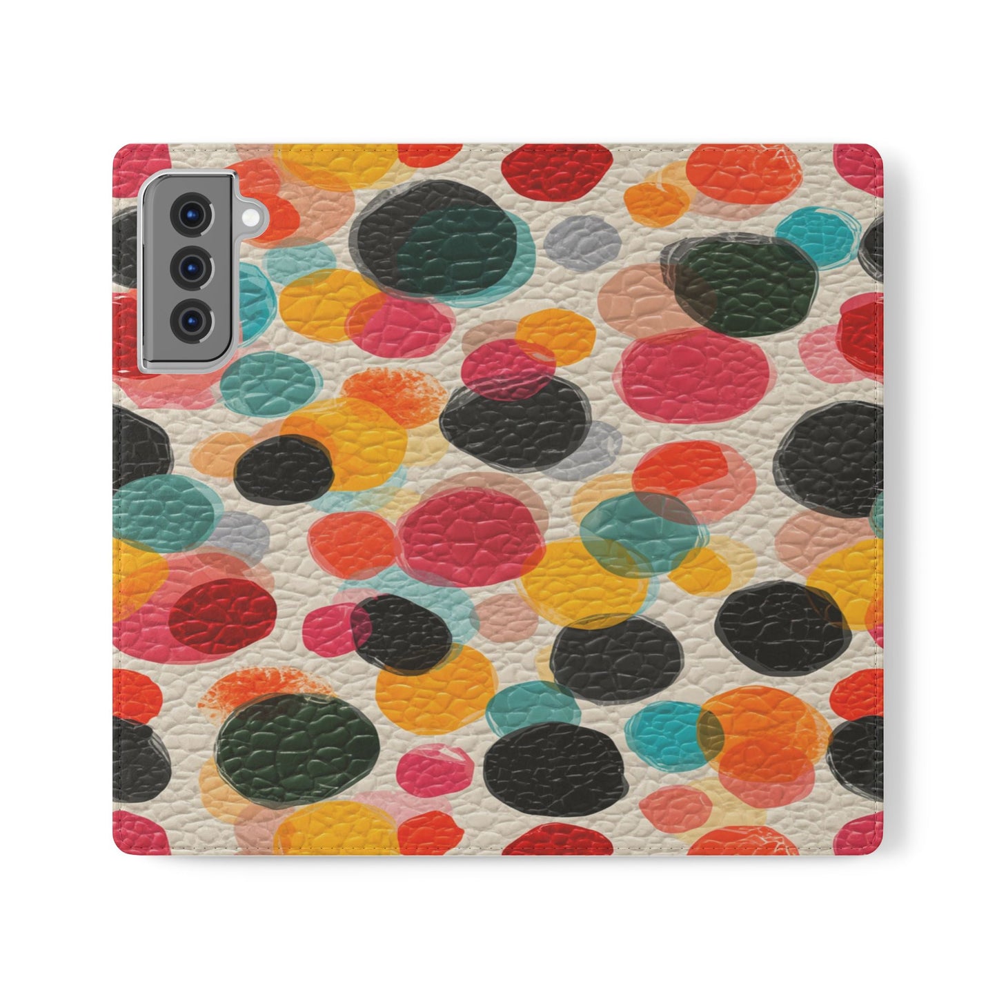 Colorful Confetti Dot Flip Phone Case — Retro Polka Wallet Cover