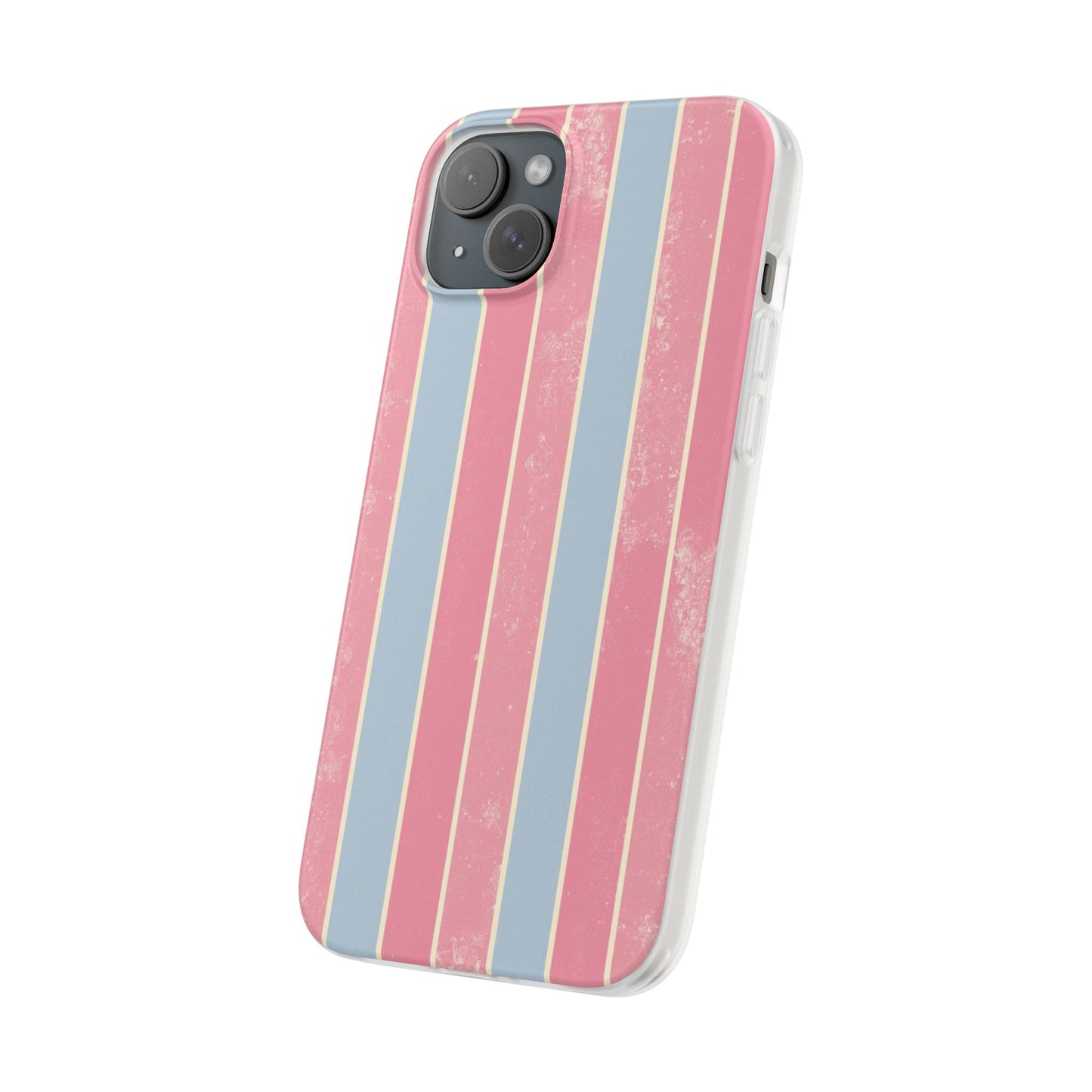 Striped Pink & Blue Phone Case — Retro Pastel Flexi Case