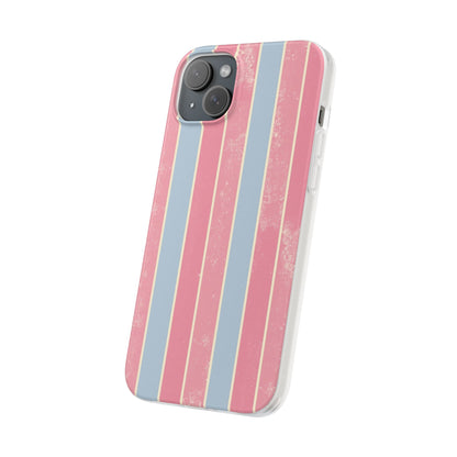Striped Pink & Blue Phone Case — Retro Pastel Flexi Case