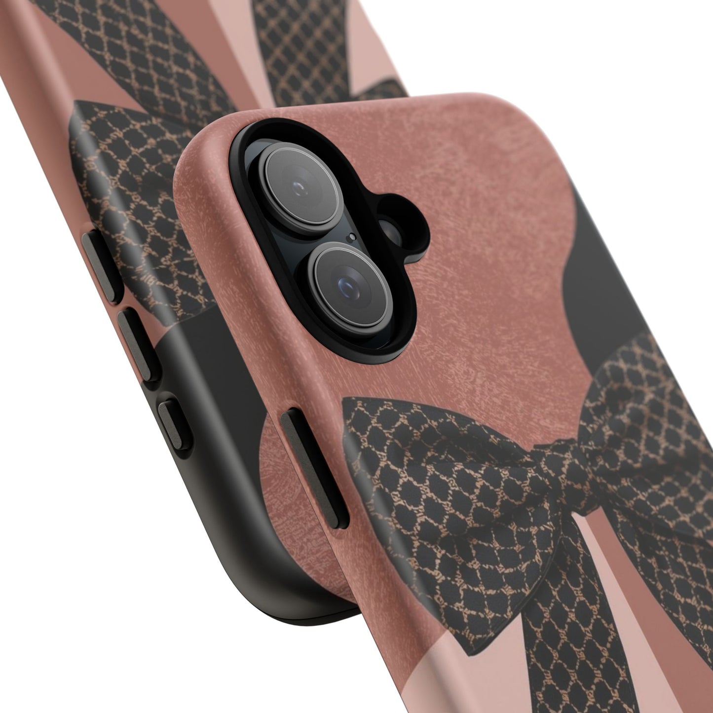 Bow Stripe Tough Phone Case – Pink Mauve Protective Cover