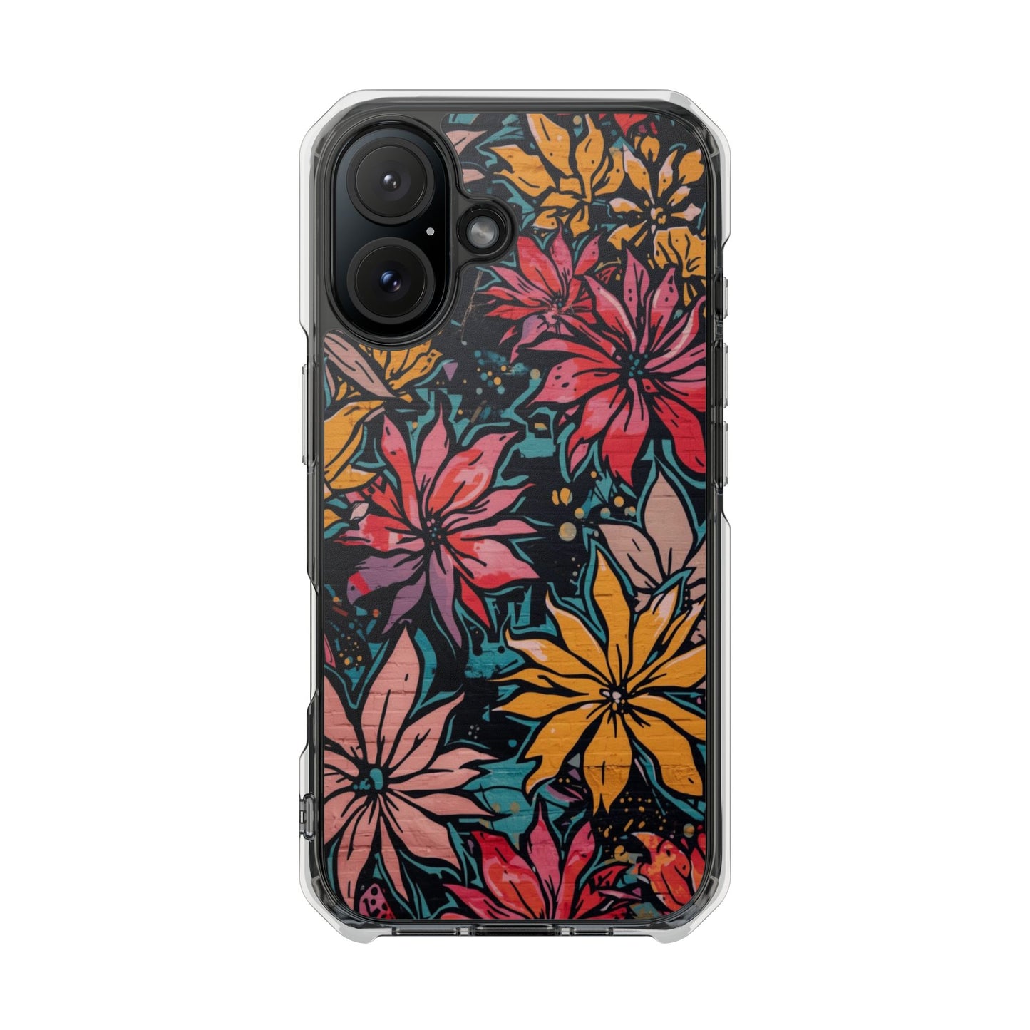 Clear Impact Phone Case — Vibrant Floral Poinsettia Design (Magnetic)