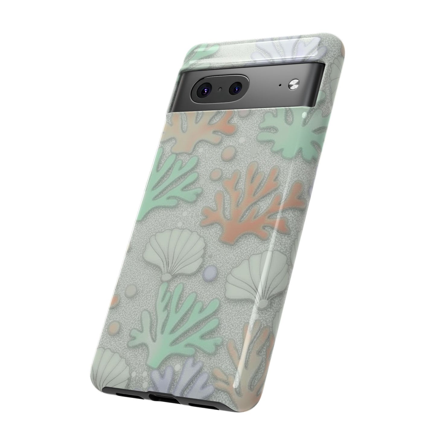 Pastel Coral Reef Tough Phone Case – Sea Shell & Coral Pattern Durable Protector
