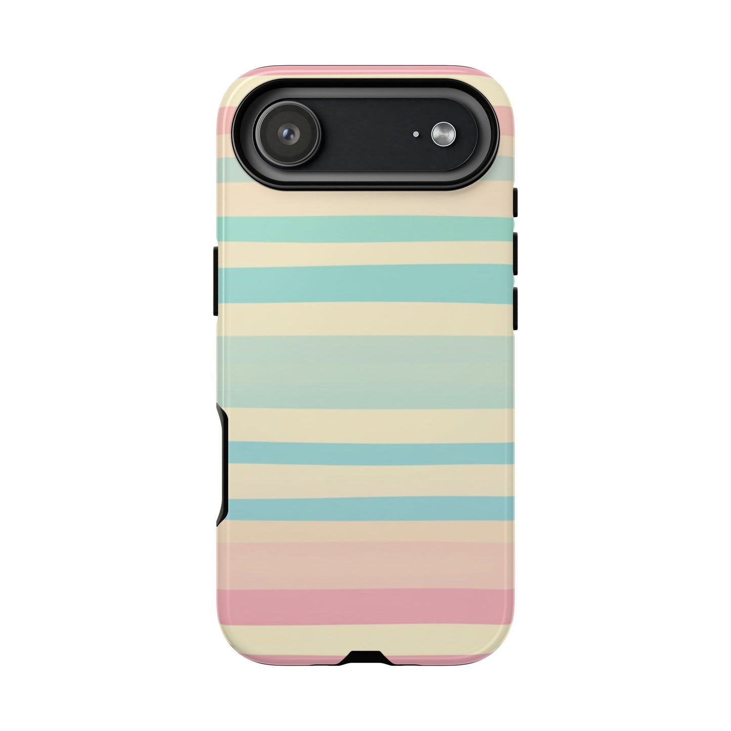 Pastel Striped Tough Phone Case – Protective Retro Rainbow Design