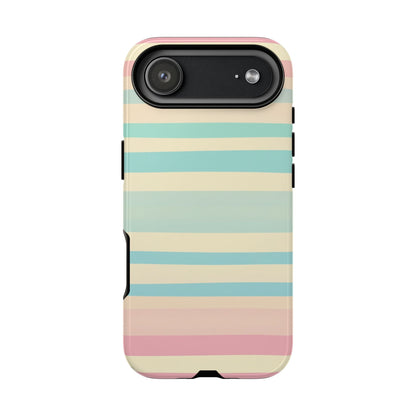 Pastel Striped Tough Phone Case – Protective Retro Rainbow Design