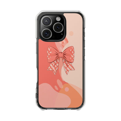 Clear Magnetic Phone Case — Pink Bow Design