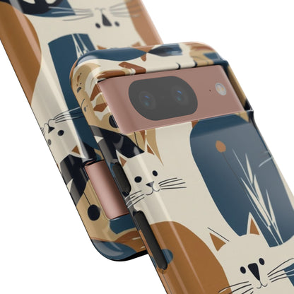 Cat Pattern Phone Case – Retro Abstract Cats Protective iPhone Cover