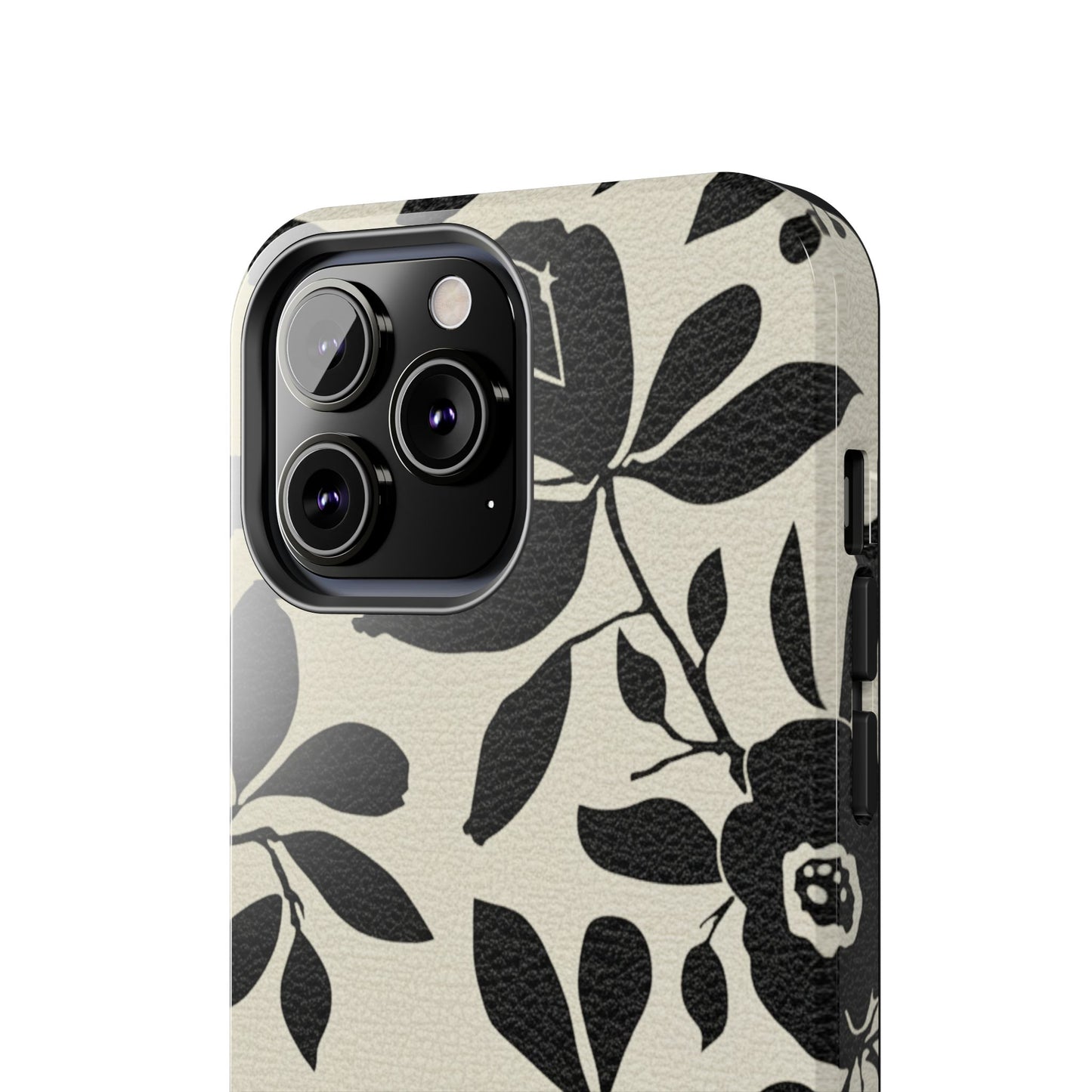 Tough Phone Case — Black Floral Silhouette Protective Cover