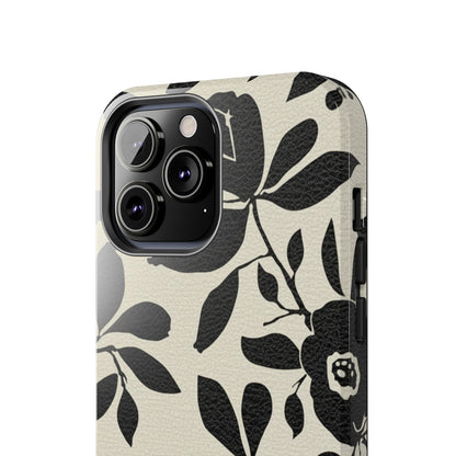 Tough Phone Case — Black Floral Silhouette Protective Cover