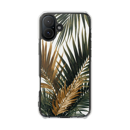 Clear Magnetic Phone Case with Tropical Palm Leaves Design