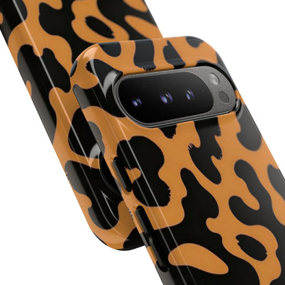 Leopard Print Phone Case — Orange & Black Tough Pattern Protective Cover