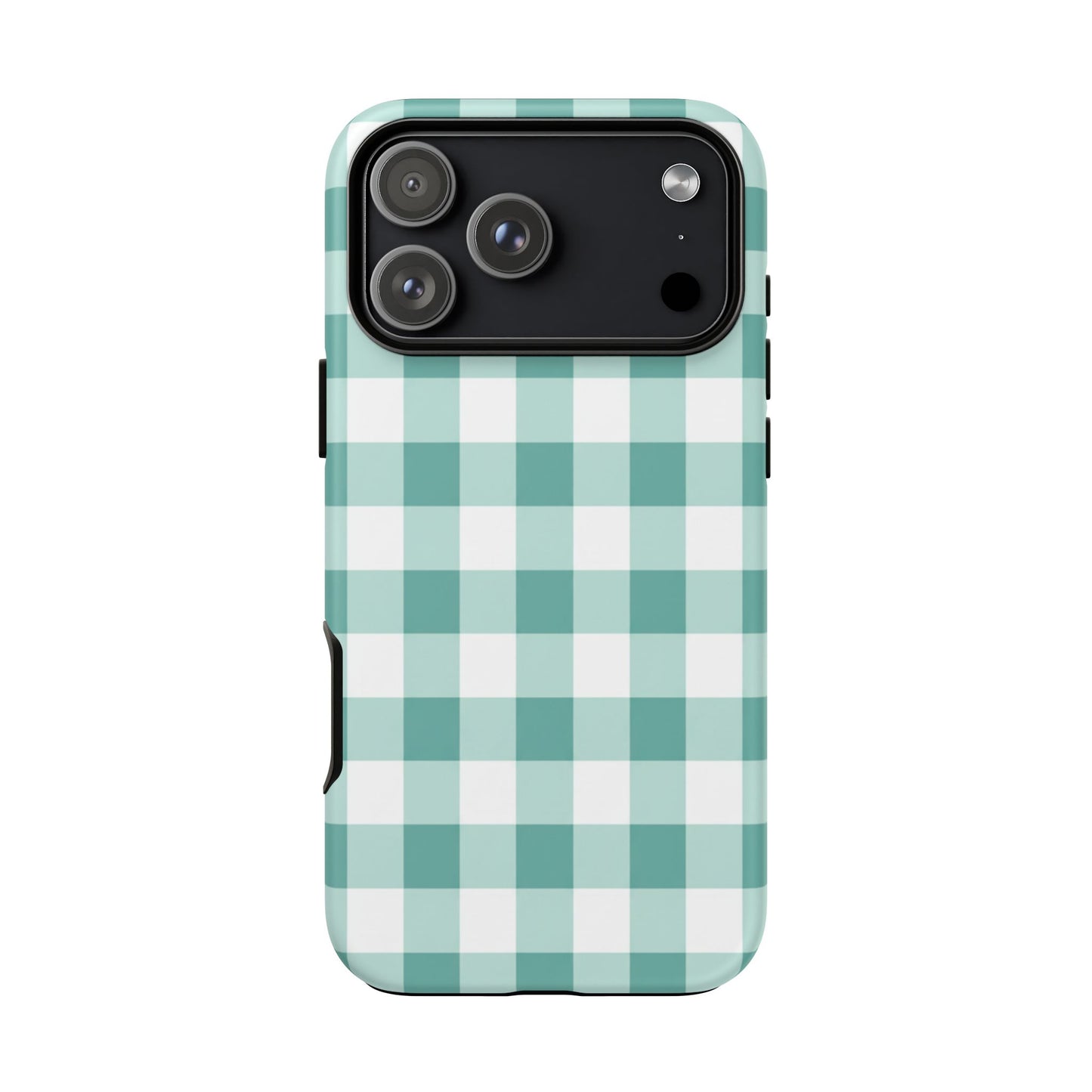 Mint Green Buffalo Check Tough Phone Case — Durable Plaid Protective Cover