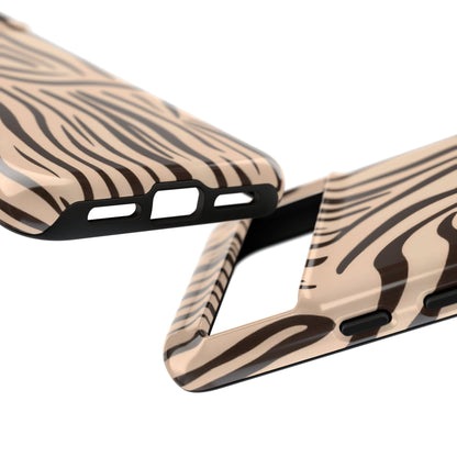 Zebra Stripe Tough Phone Case – Neutral Animal Print Protective Cover
