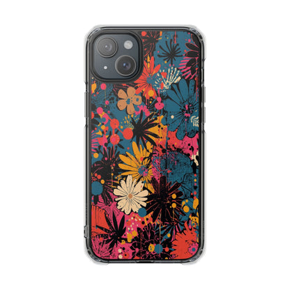Clear Magnetic Phone Case — Colorful Floral Impact Protection