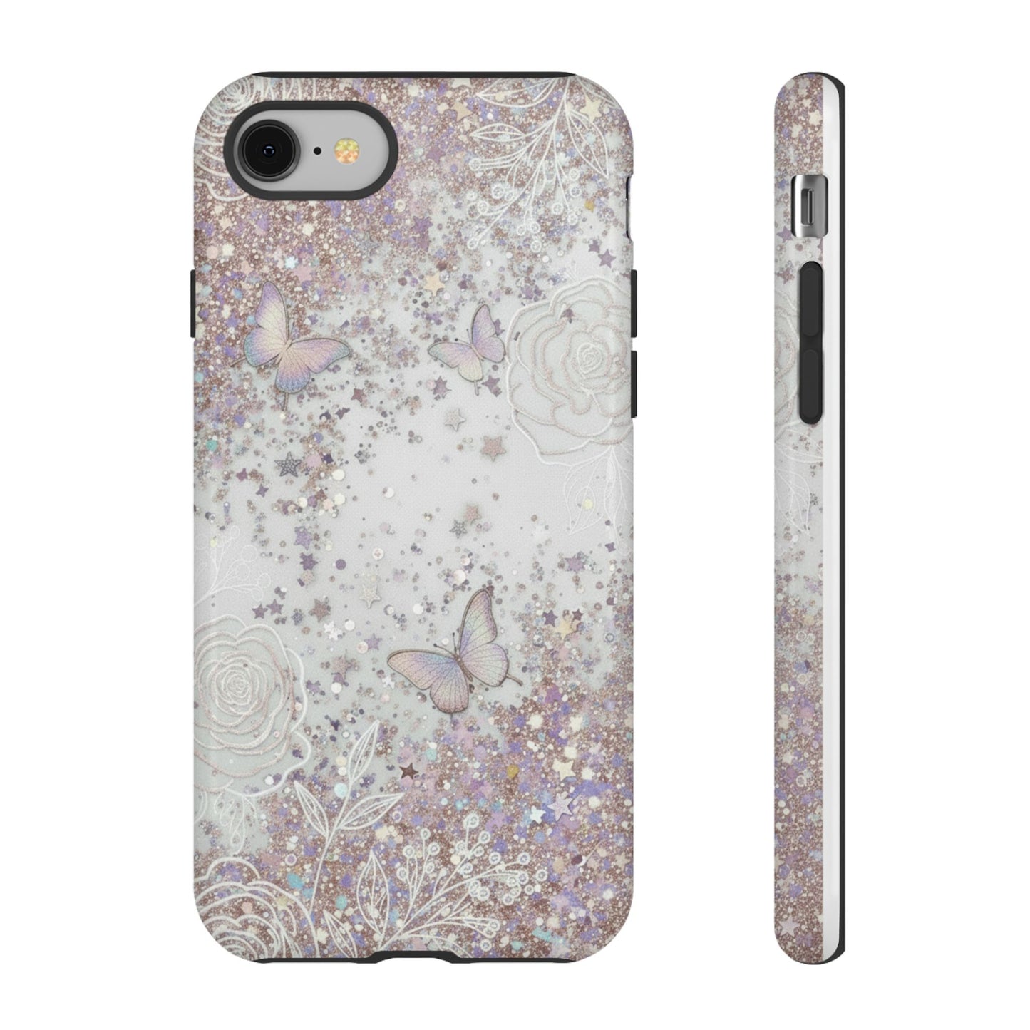 Butterfly Glitter Tough Phone Case — Floral Sparkle Protective Case