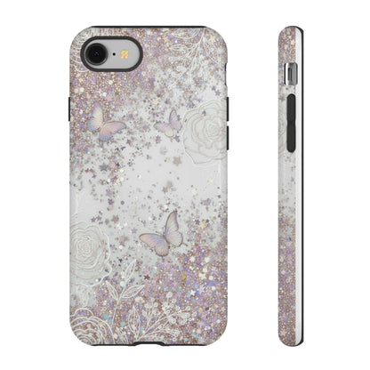 Butterfly Glitter Tough Phone Case — Floral Sparkle Protective Case