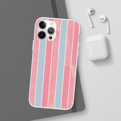 Striped Pink & Blue Phone Case — Retro Pastel Flexi Case