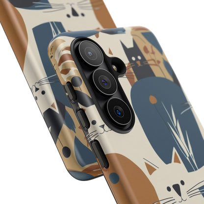 Cat Pattern Phone Case – Retro Abstract Cats Protective iPhone Cover