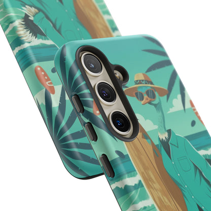 Phone Case — Retro Dressed Seagull Surfing Beach Illustration