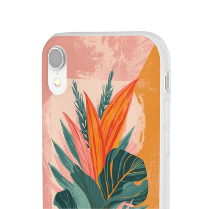Tropical Botanical Phone Case — Pink & Orange Floral Flexi Case