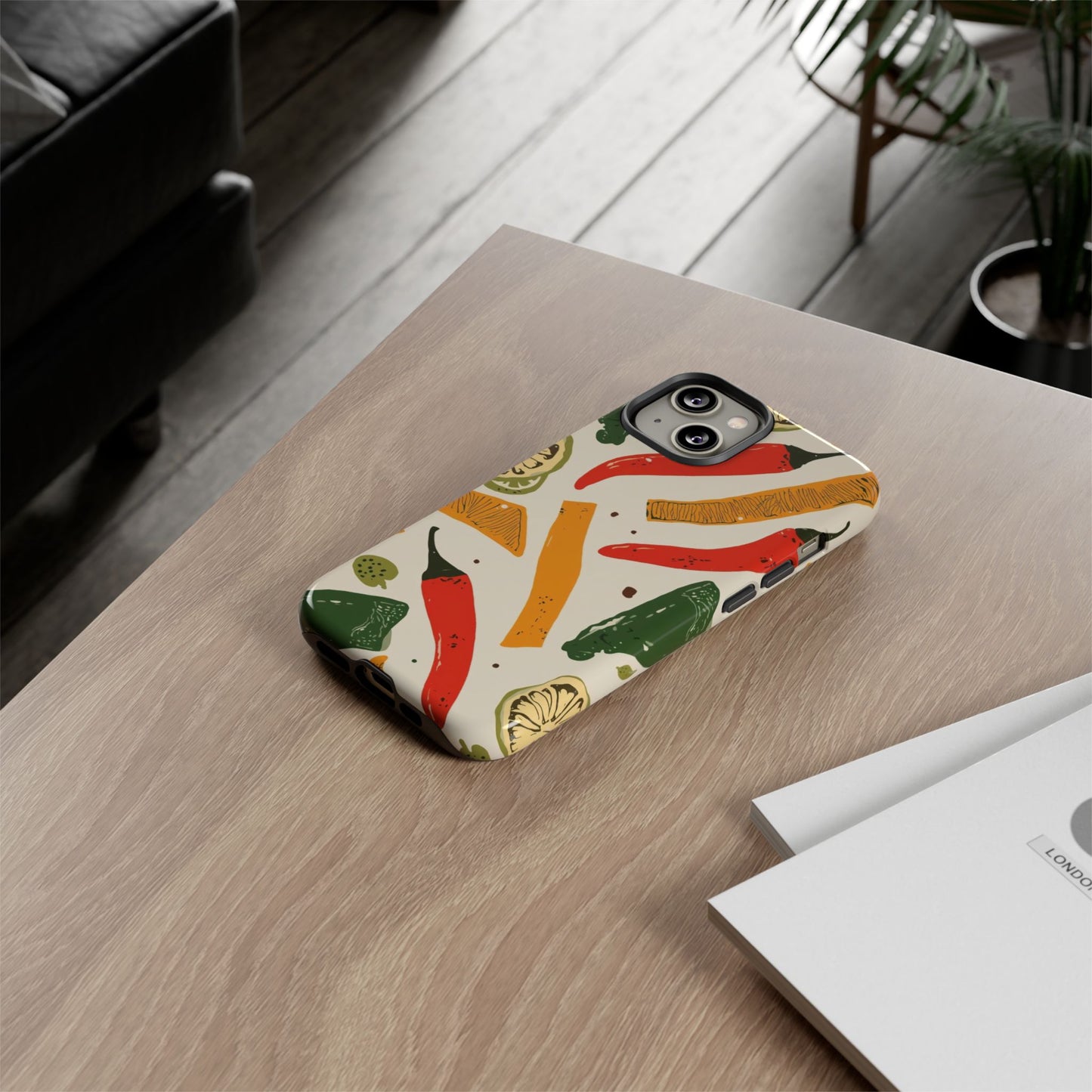 Spicy Peppers Phone Case – Colorful Chili, Lime & Citrus Pattern
