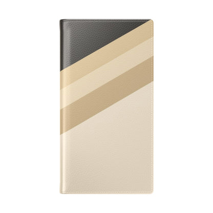 Retro Neutral Stripe Flip Phone Case — Wallet Folio with Card Slots