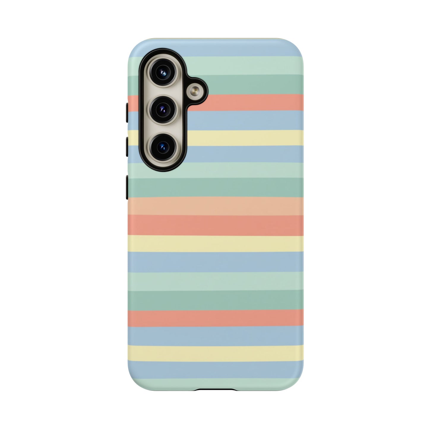 Pastel Striped Phone Case — Retro Horizontal Multi-Color Tough Case