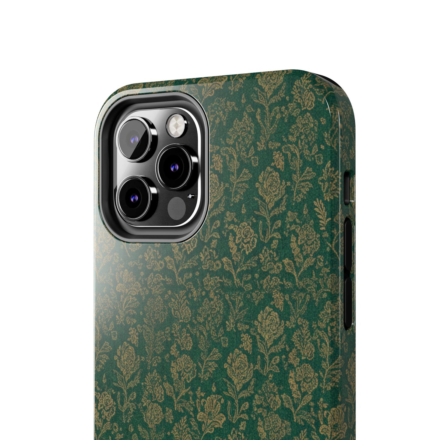 Vintage Floral Tough Phone Case — Green Damask Protective Cover
