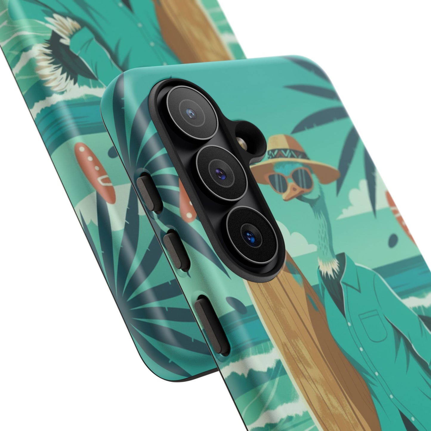 Phone Case — Retro Dressed Seagull Surfing Beach Illustration