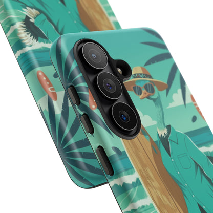 Phone Case — Retro Dressed Seagull Surfing Beach Illustration