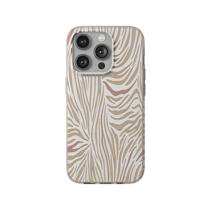 Neutral Zebra Print Flexi Case — Beige & Rose Gold Animal Pattern Phone Cover