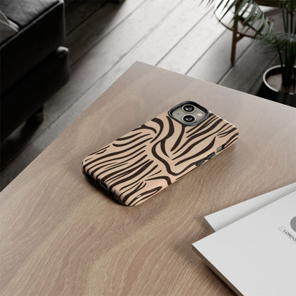 Zebra Stripe Tough Phone Case – Neutral Animal Print Protective Cover