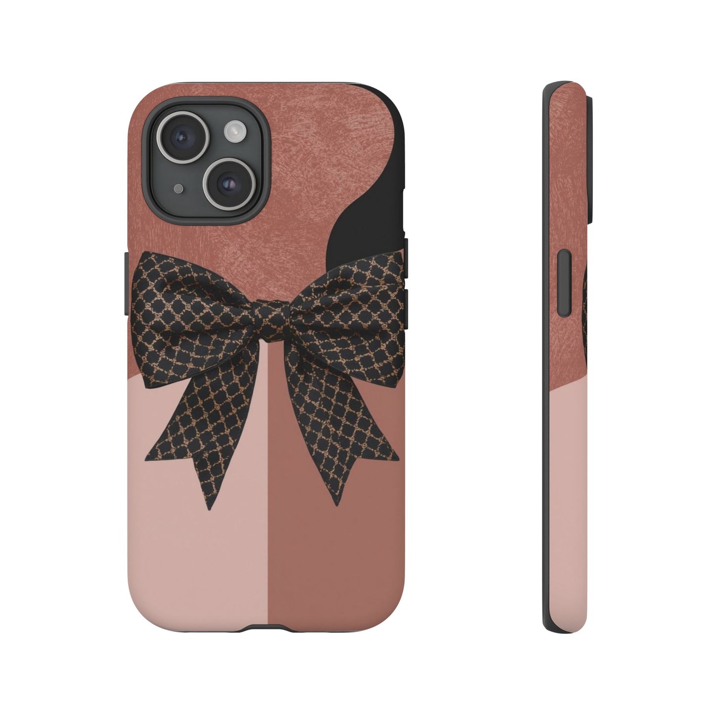 Bow Stripe Tough Phone Case – Pink Mauve Protective Cover