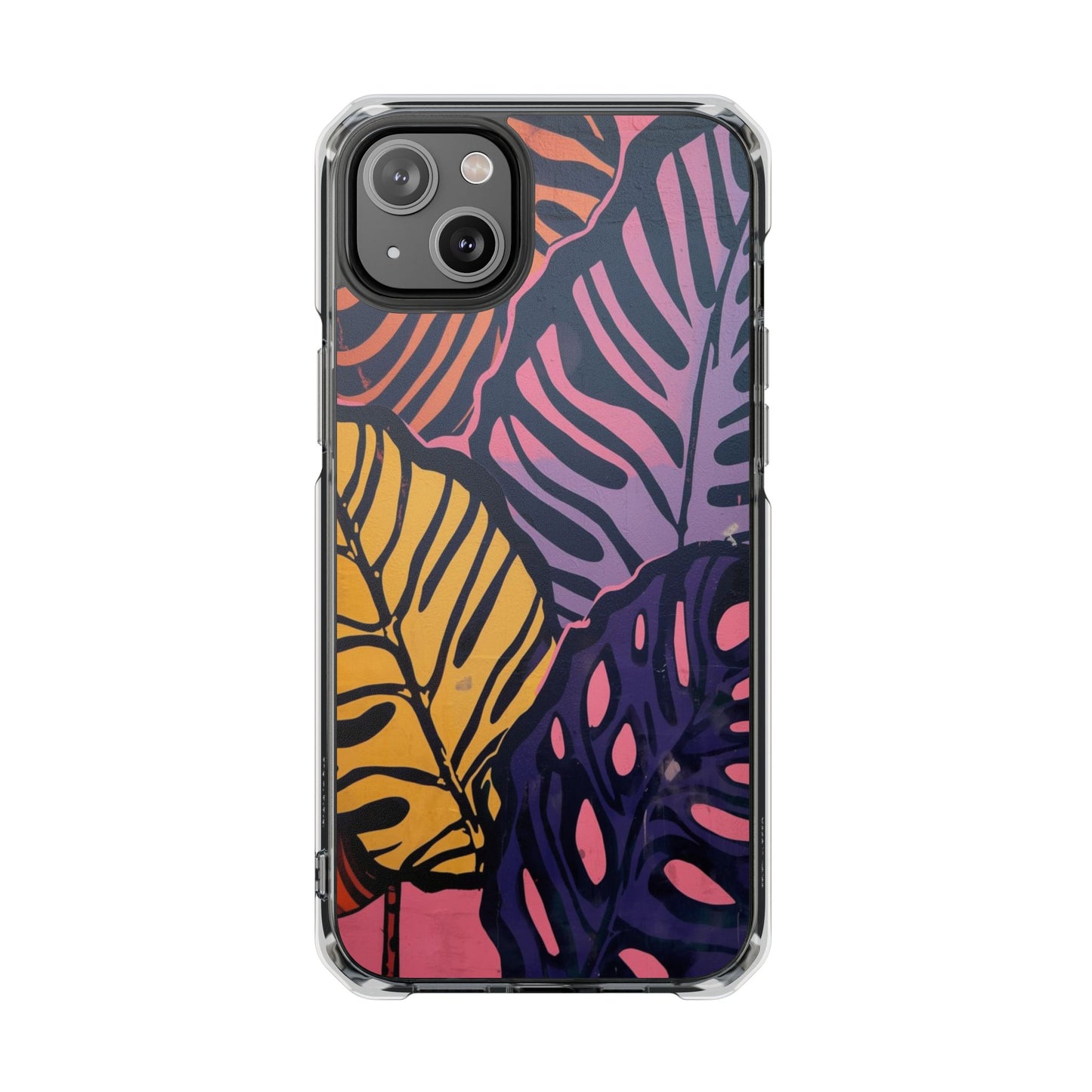 Clear Magnetic Phone Case — Tropical Leaf Art Impact Protection