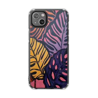 Clear Magnetic Phone Case — Tropical Leaf Art Impact Protection