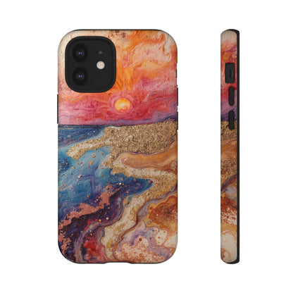 Sunset Coast Phone Case — Colorful Abstract Beach Art Tough Case