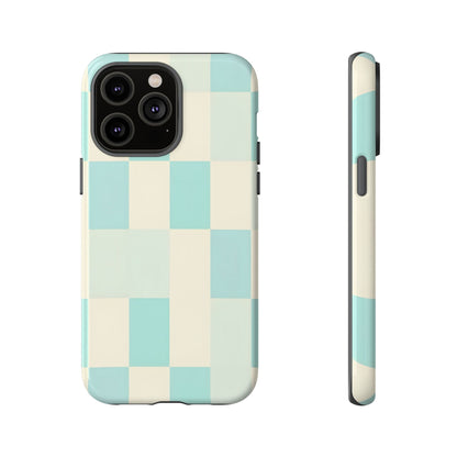 Pastel Checkerboard Tough Case – Mint & Cream Protective Phone Cover