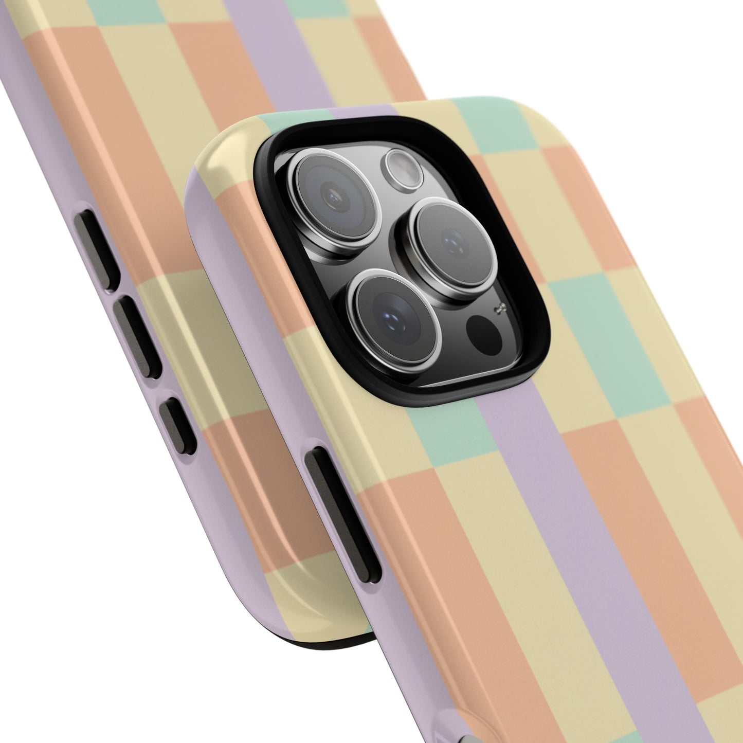 Pastel Checkered Phone Case — Retro Stripe Tough Case