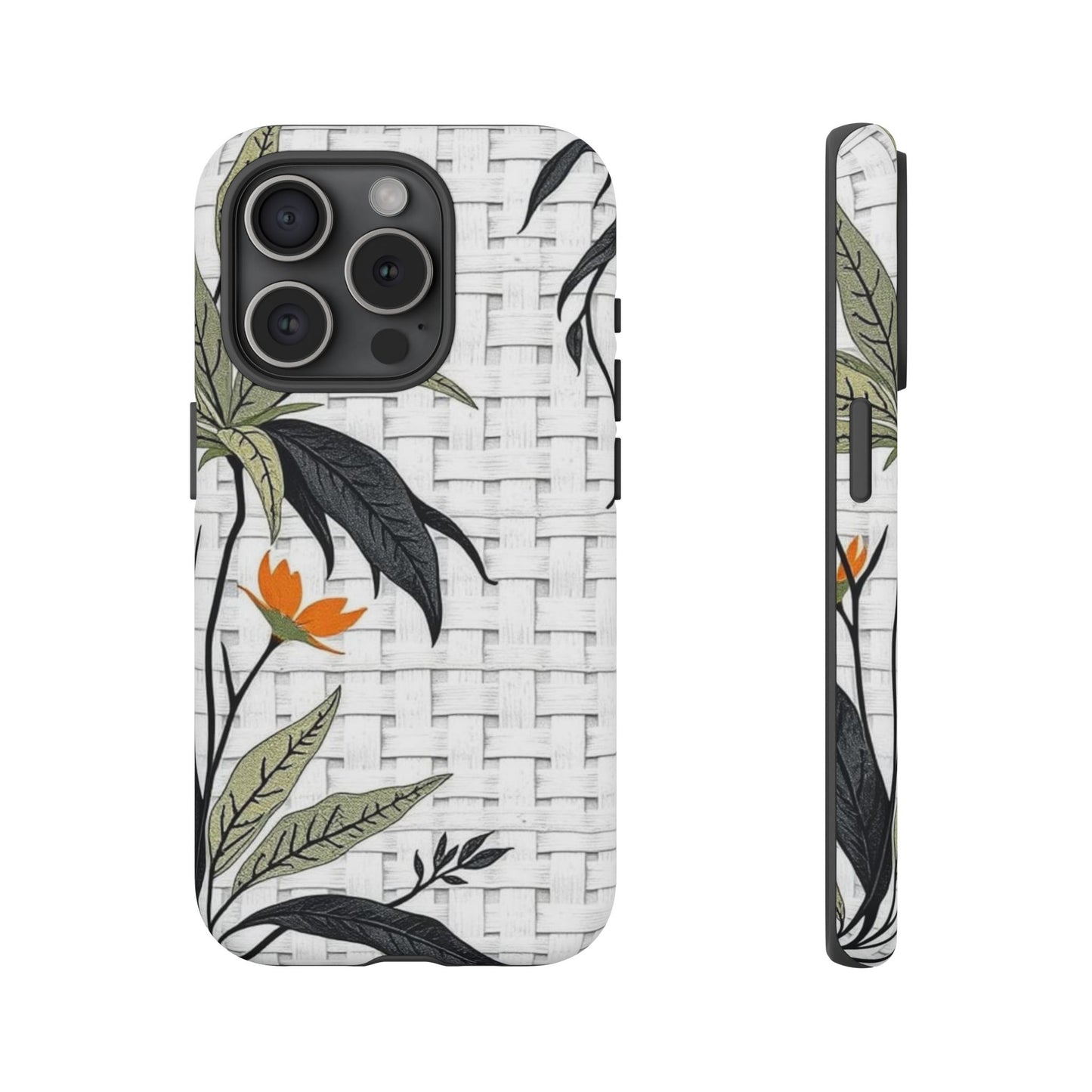Floral Woven Tough Phone Case — Protective Botanical iPhone Cover