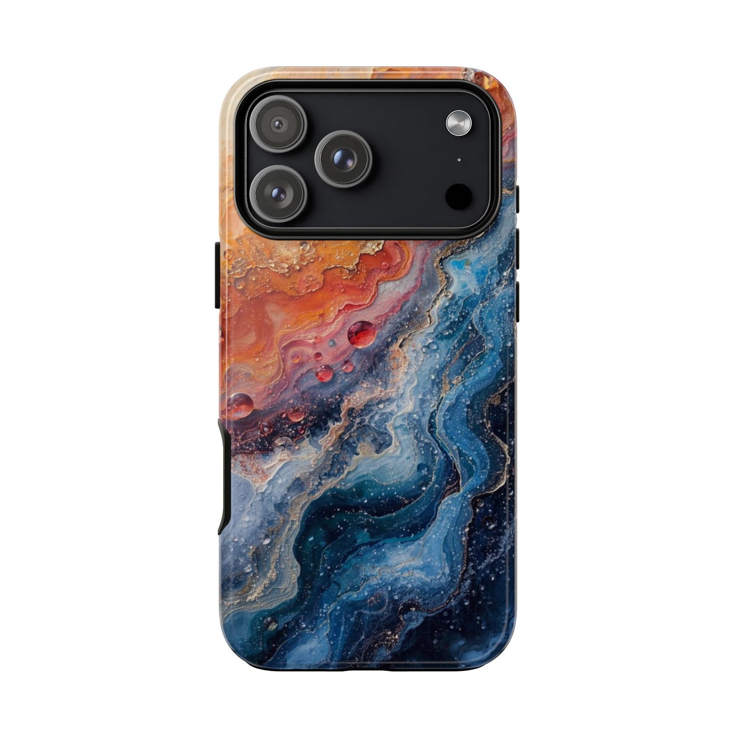 Marbled Galaxy Tough Phone Case — Abstract Blue & Coral Protective Cover