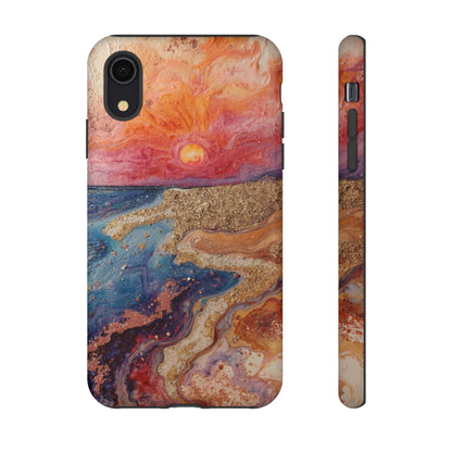 Sunset Coast Phone Case — Colorful Abstract Beach Art Tough Case