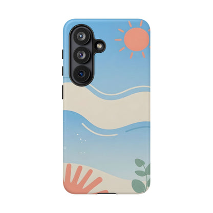Beach Waves Tough Phone Case — Summer Sun & Seashell Protective Cover