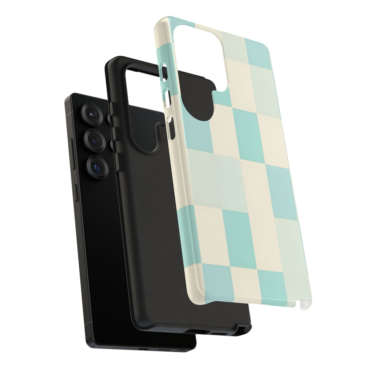 Pastel Checkerboard Tough Case – Mint & Cream Protective Phone Cover