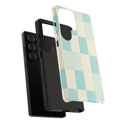 Pastel Checkerboard Tough Case – Mint & Cream Protective Phone Cover