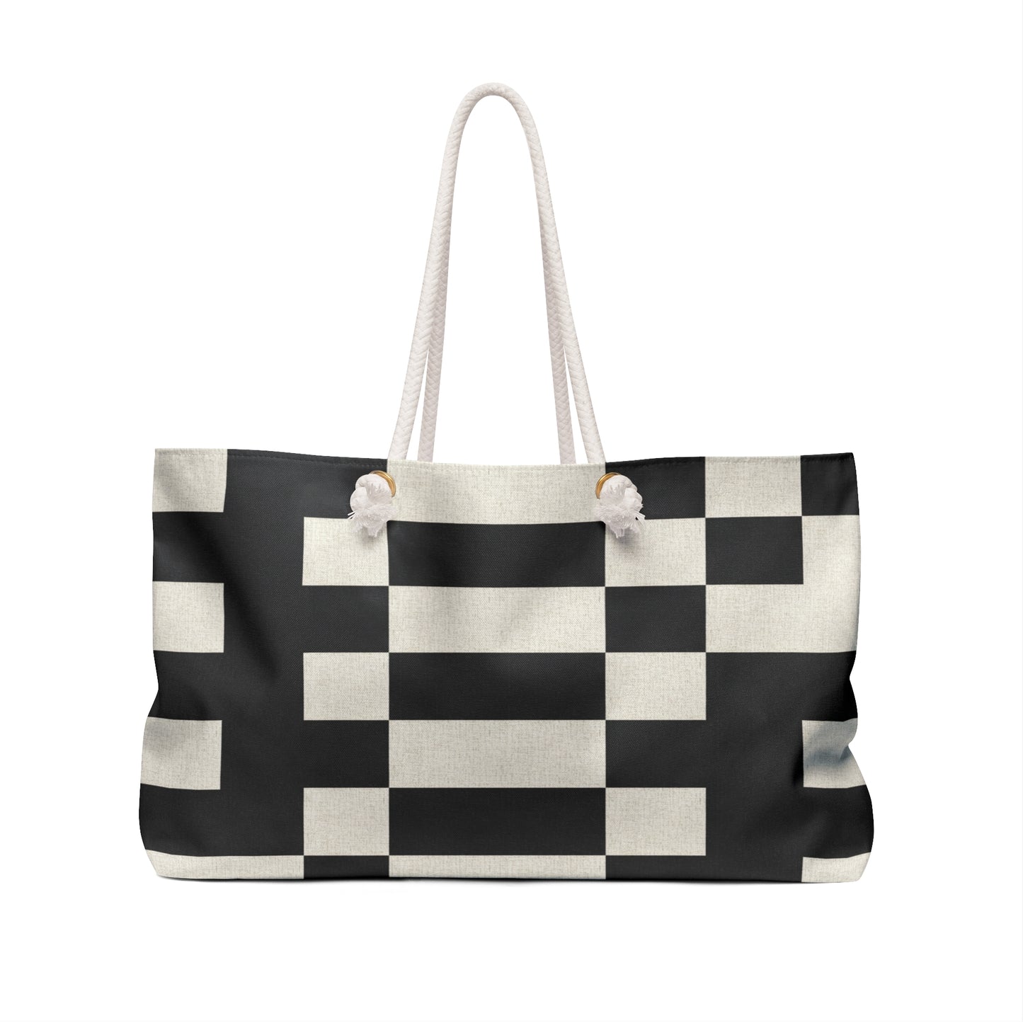Monochrome Checkerboard Weekender Bag — Black & Ivory Travel Tote
