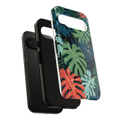 Tropical Monstera Phone Case — Colorful Leaf Protective Tough Case