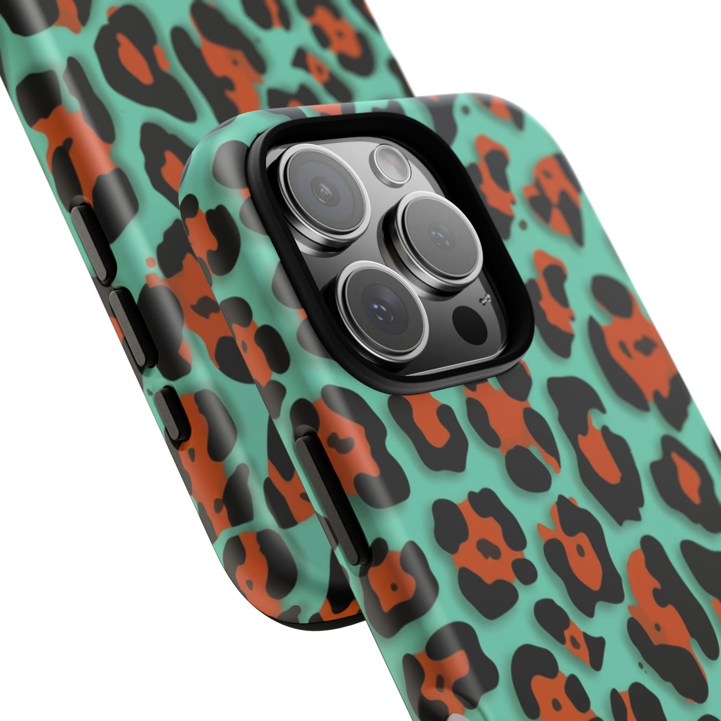 Teal & Rust Leopard Phone Case — Tough Protective Animal Print