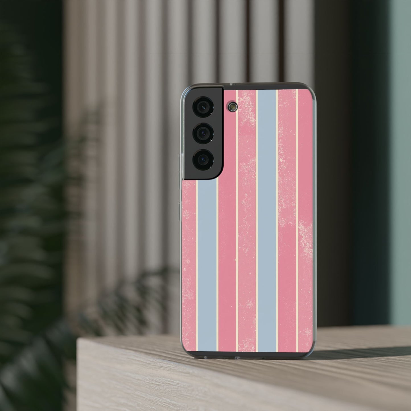 Striped Pink & Blue Phone Case — Retro Pastel Flexi Case
