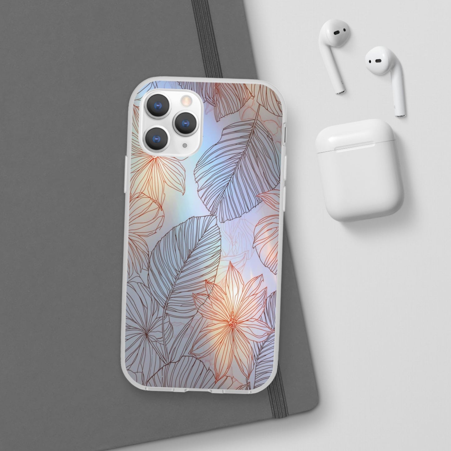 Floral Holographic Phone Case — Iridescent Leaves & Flowers Flexi Case
