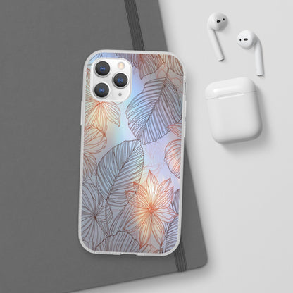 Floral Holographic Phone Case — Iridescent Leaves & Flowers Flexi Case