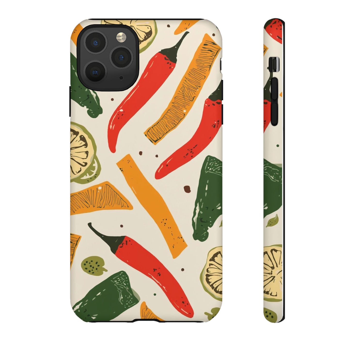 Spicy Peppers Phone Case – Colorful Chili, Lime & Citrus Pattern